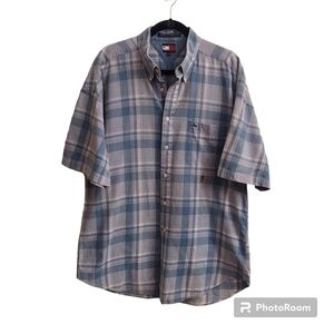 TOMMY HILFIGER Oxford Plaid Short Sleeve Button Down Shirt